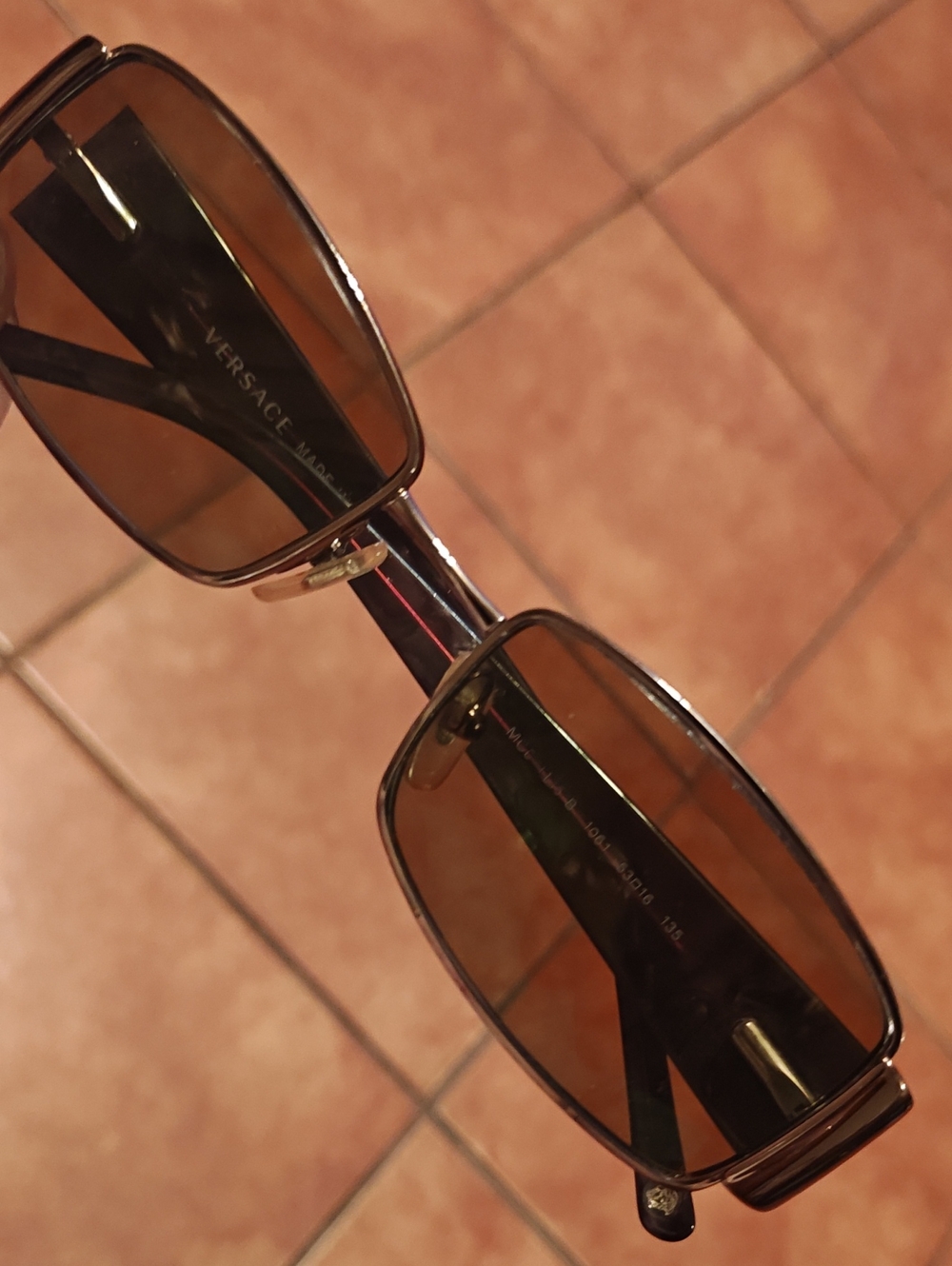 Versace Brown Rectangular Sunglasses with Subtle Gold Trim